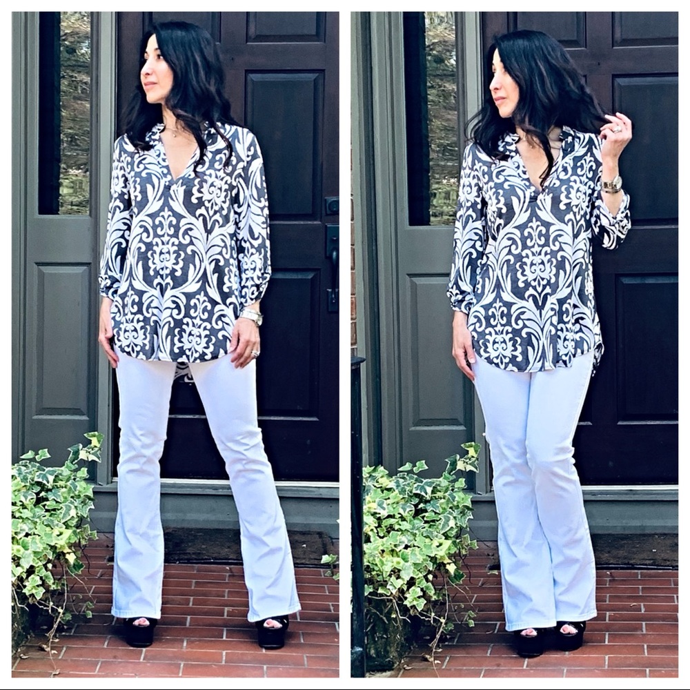 ✨LAST ONE✨Paisley grey print mandarin collar tunic - Picture 7 of 8